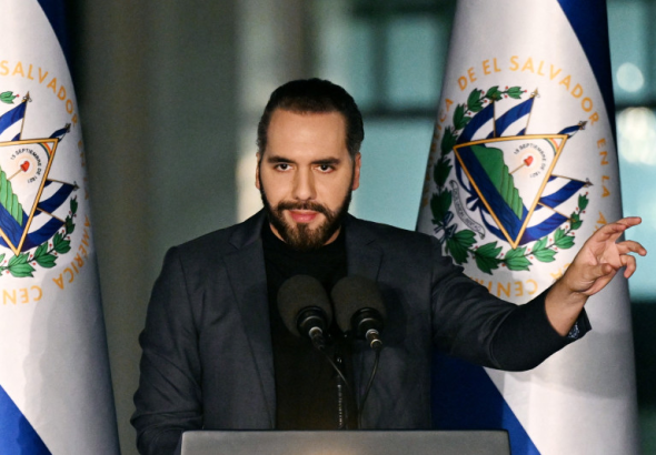 El presidente de El Salvador, Nayib Bukele, durante una intervención pública.