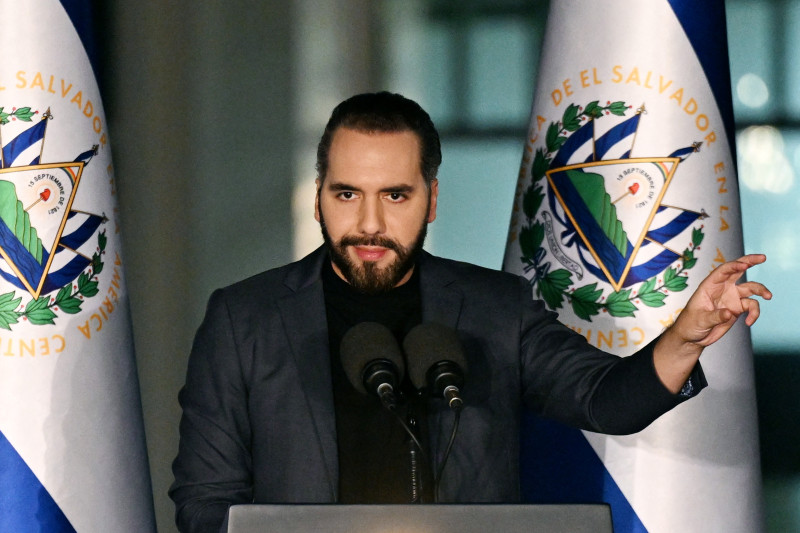 El presidente de El Salvador, Nayib Bukele, durante una intervención pública.