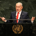 El primer ministro israelí Benjamin Netanyahu ante la Asamblea General de las Naciones Unidas.