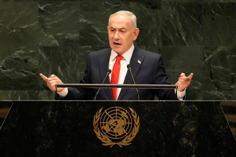 El primer ministro israelí Benjamin Netanyahu ante la Asamblea General de las Naciones Unidas.